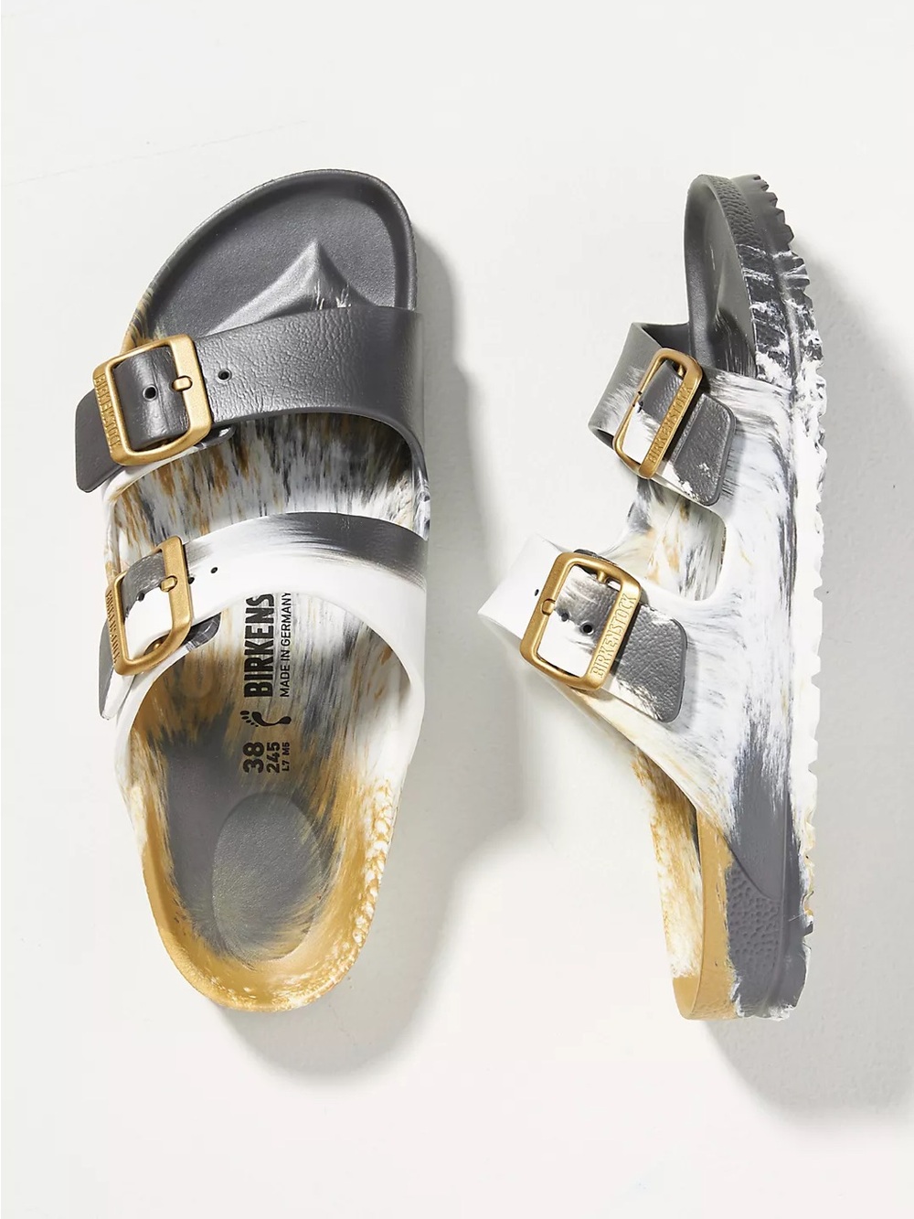 Birkenstock Arizona Metallic Color: Black Pattern Sandals Size 38 8-8.5 Narrow